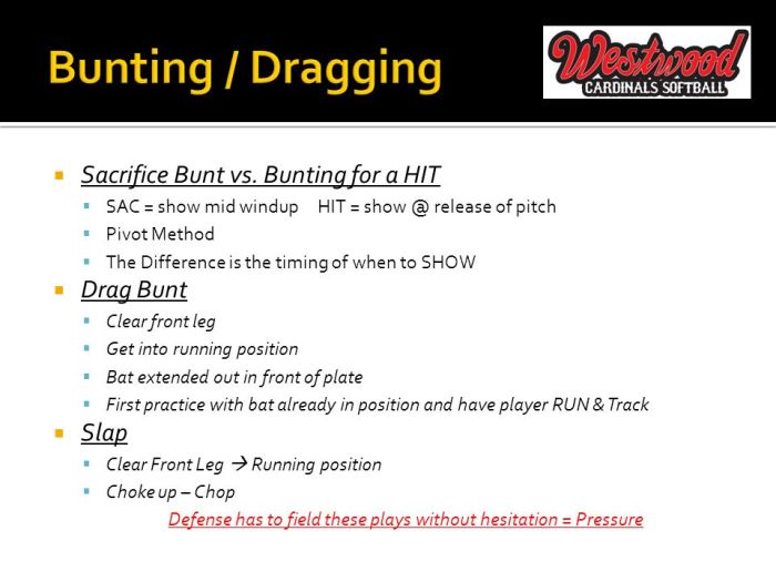 Slap bunt vs drag bunt