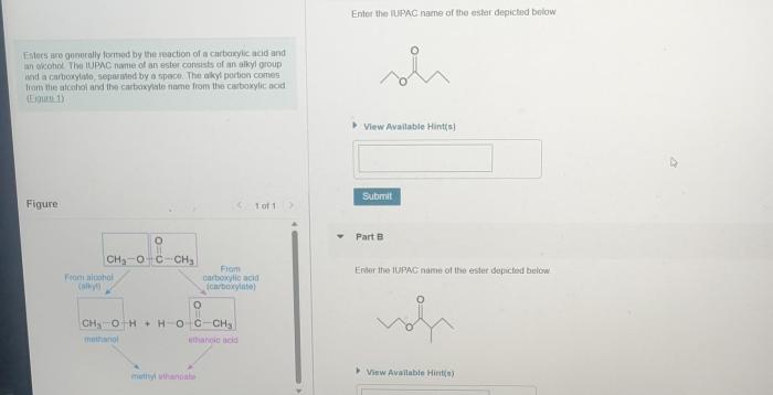 Enter the iupac name of the ester depicted below